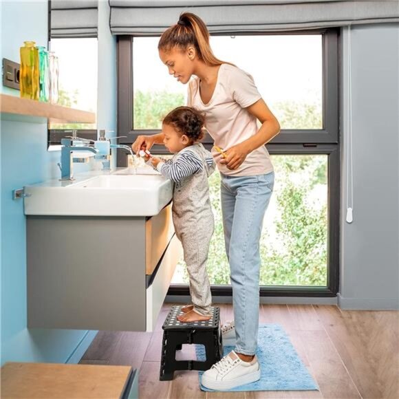 8.8" Folding Step Stool for Adults,Kids,Non-Slip Folding Stools with Handle - Picture 6 of 7